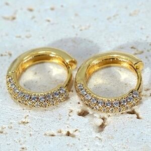 Gold 18k Plated CZ Hoop Earrings